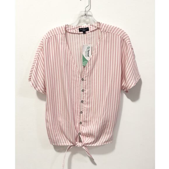 NWT: Velvet Heart - Women's Striped, Relaxed Fit, Tie-Front Top (size S) - Picture 1 of 5